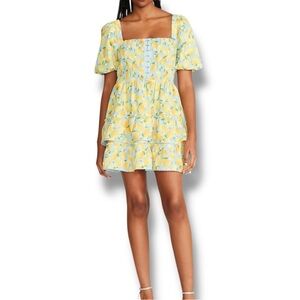 🍋 Betsey Johnson Haley Mini Dress XL – Beachy Blue Lemon Print - NWT